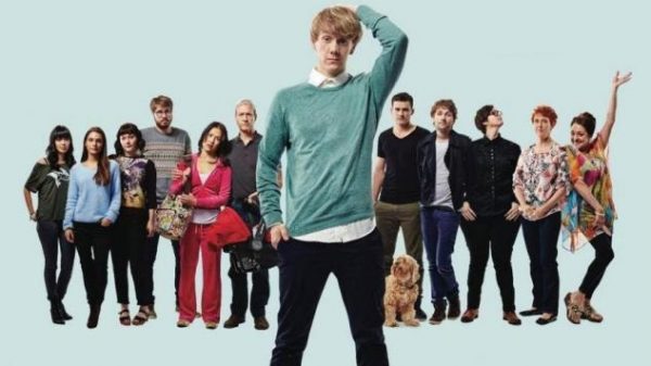 Josh Thomas stands with other members of the cast of Please Like Me, and Australian TV show