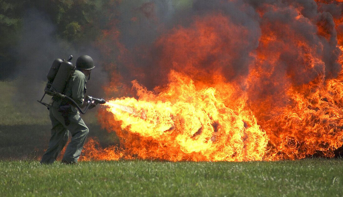 Image of a soldier with a flamethrower.